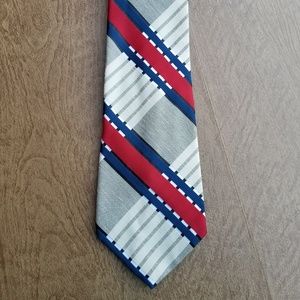 2/$20 Vintage Oleg Cassini Red, Navy, Gray Tie